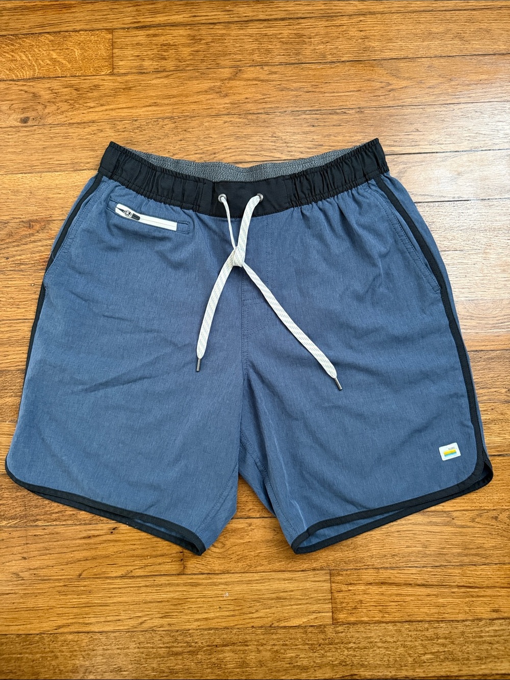 Vuori Slate Blue Athletic Shorts with Black Waistband Size M